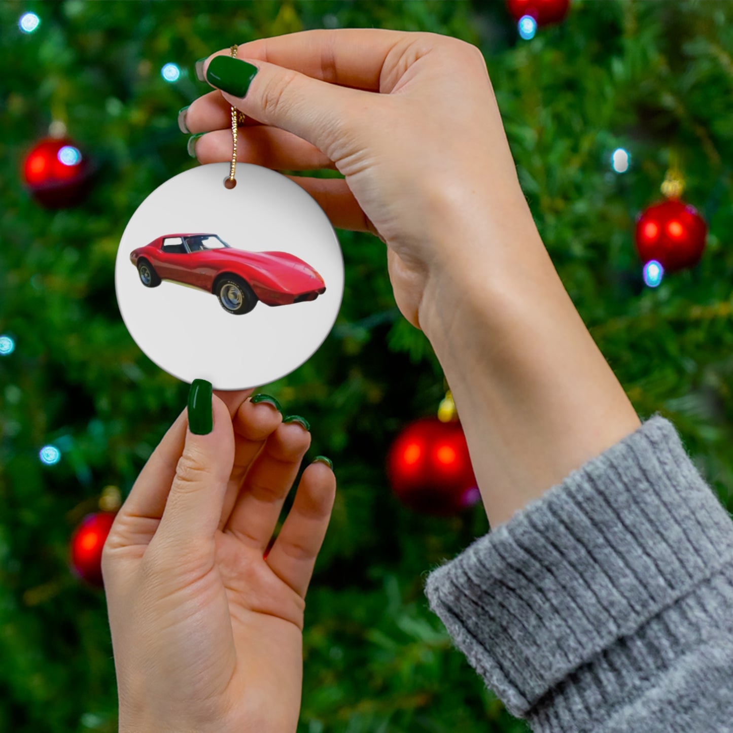 Your Car on a ceramic Christmas ornament