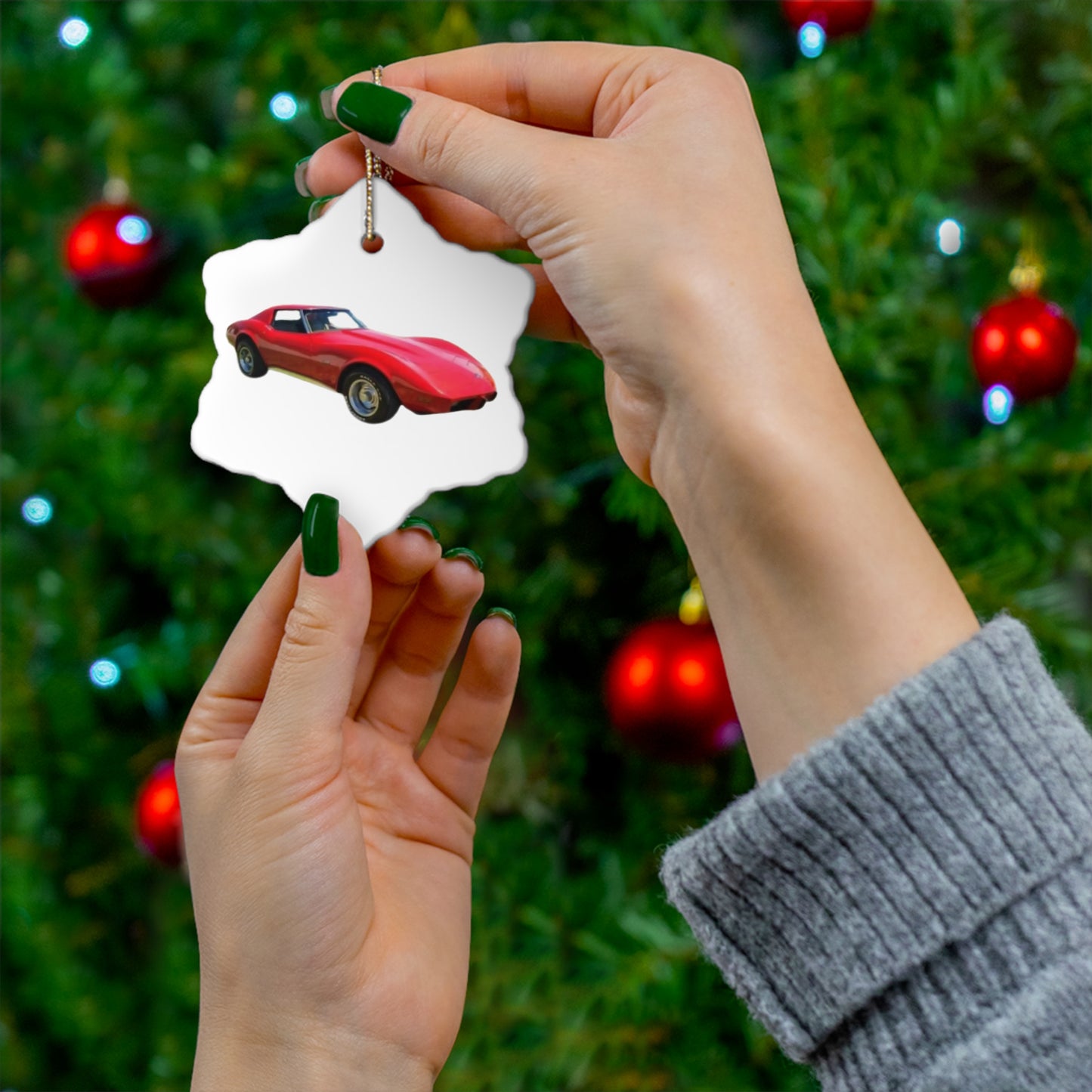 Your Car on a ceramic Christmas ornament